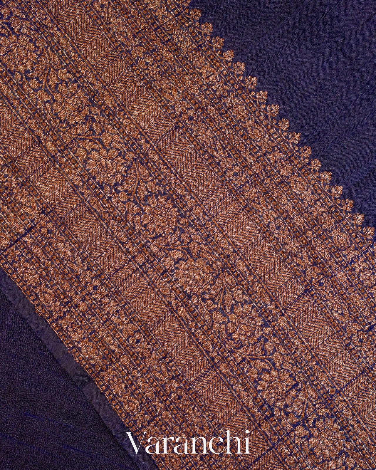 Navy Blue Pure Raw Silk Handloom Saree
