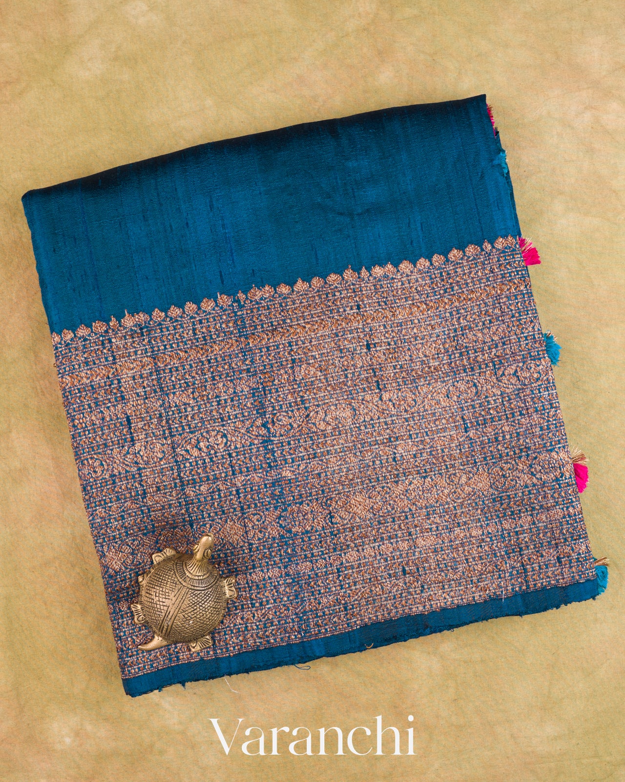 Royal Blue Pure Raw Silk Handloom Saree