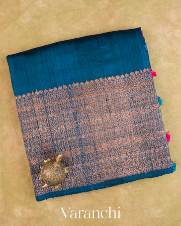 Royal Blue Pure Raw Silk Handloom Saree