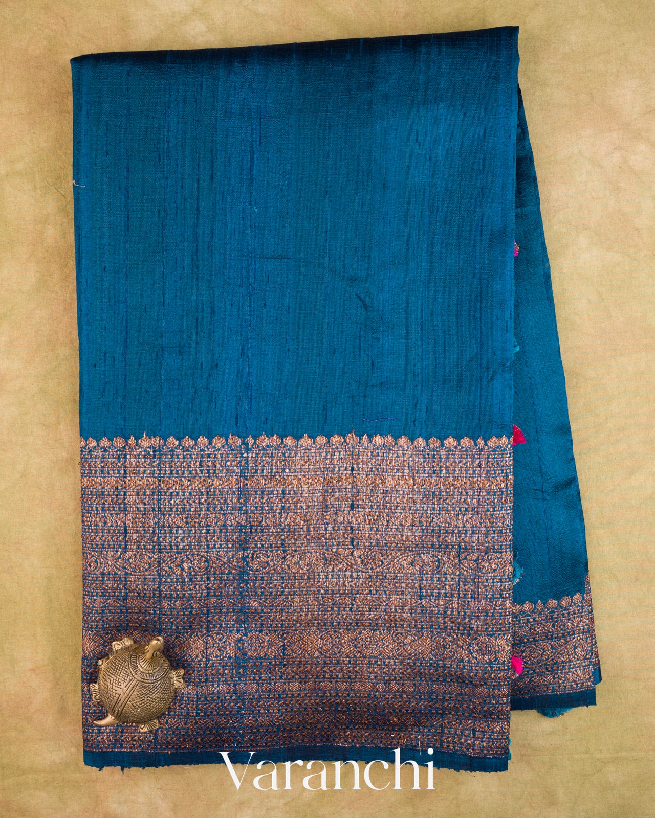 Royal Blue Pure Raw Silk Handloom Saree