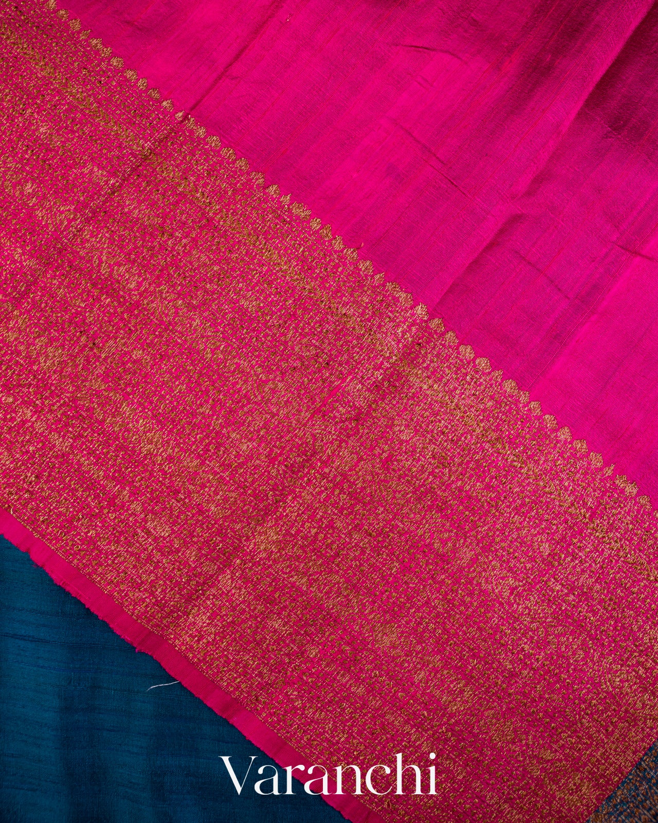Royal Blue Pure Raw Silk Handloom Saree
