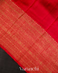 Jet Black Pure Raw Silk Handloom Saree