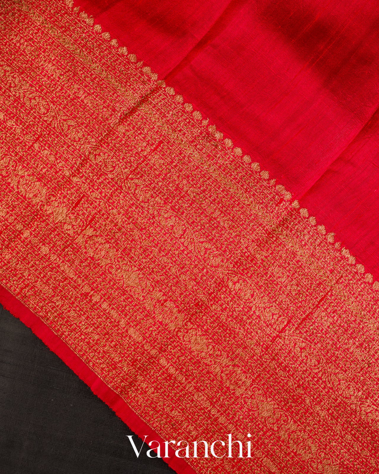 Jet Black Pure Raw Silk Handloom Saree