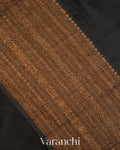 Jet Black Pure Raw Silk Handloom Saree