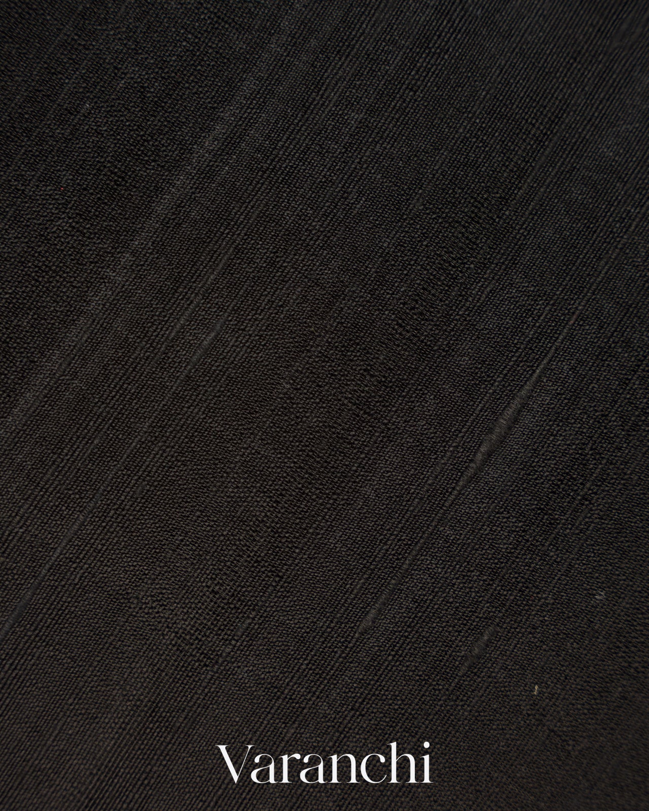 Jet Black Pure Raw Silk Handloom Saree