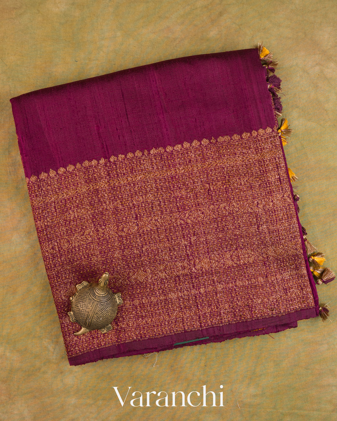 Purple Wine Pure Raw Silk Handloom Saree