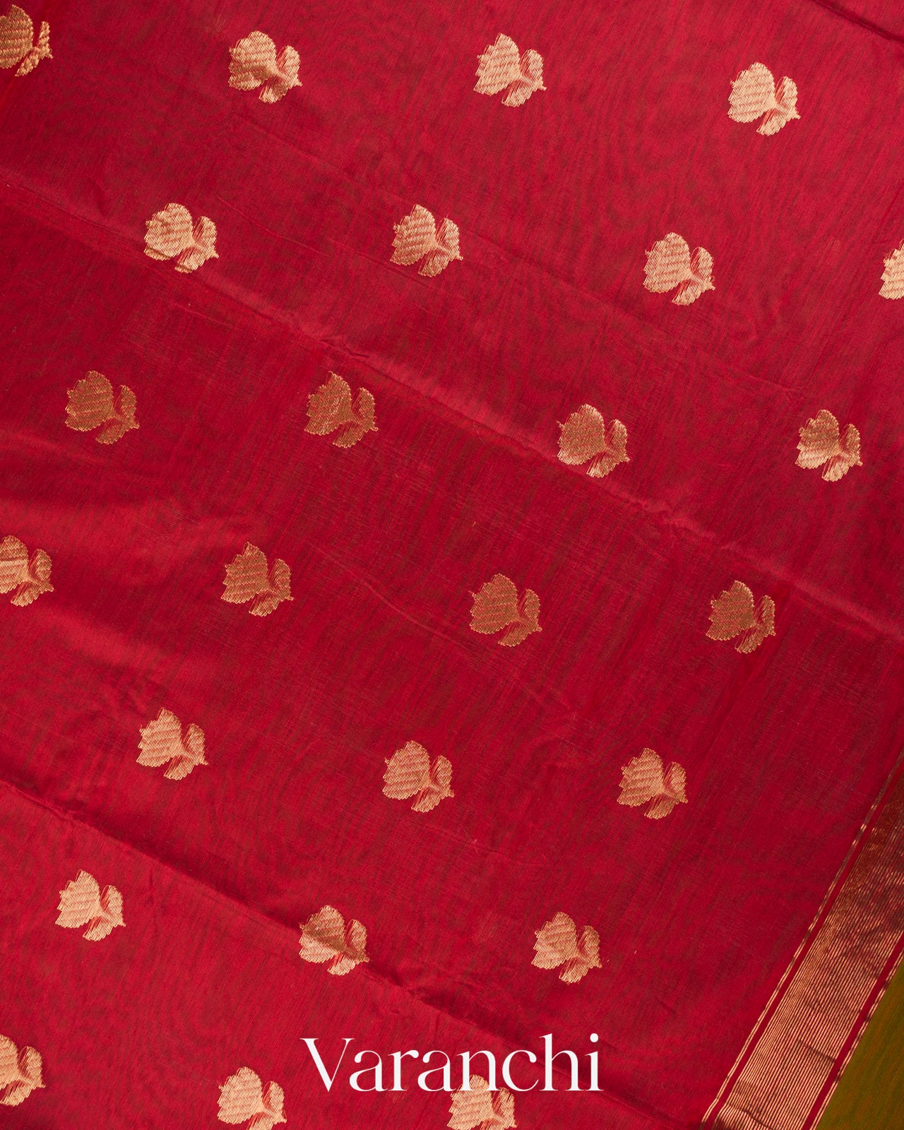 Olive Green Pure Maheshwari Silk Cotton Handloom Saree
