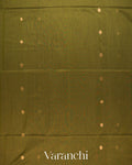 Olive Green Pure Maheshwari Silk Cotton Handloom Saree