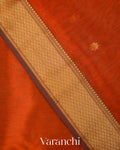 Rust Orange Pure Maheshwari Silk Cotton Handloom Saree