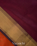 Rust Orange Pure Maheshwari Silk Cotton Handloom Saree