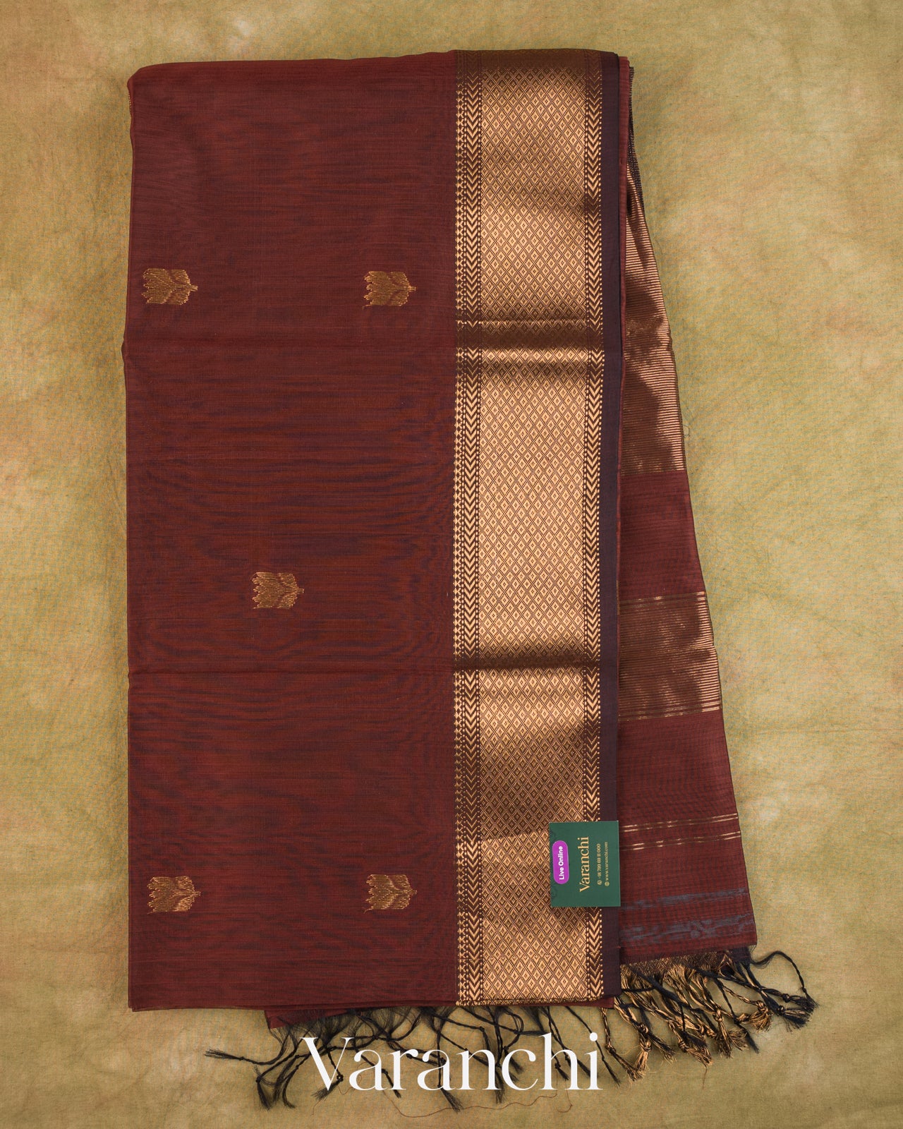 Maroon Pure Maheshwari Silk Cotton Handloom Saree