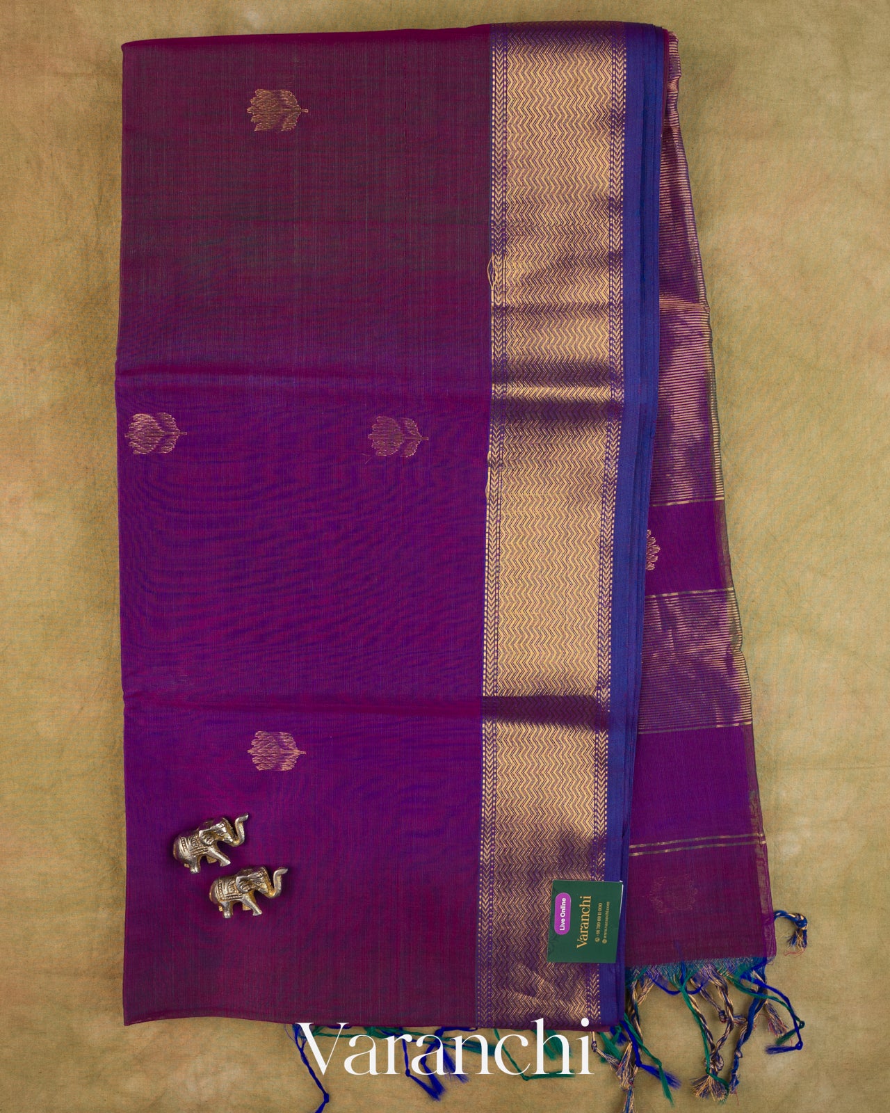 Deep Purple Ombre -Dyed Pure Maheshwari Silk Cotton Handloom Saree