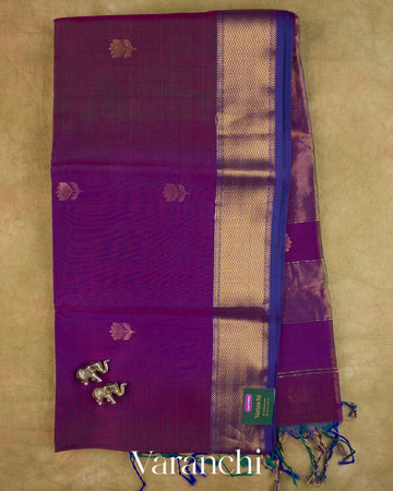 Deep Purple Ombre -Dyed Pure Maheshwari Silk Cotton Handloom Saree