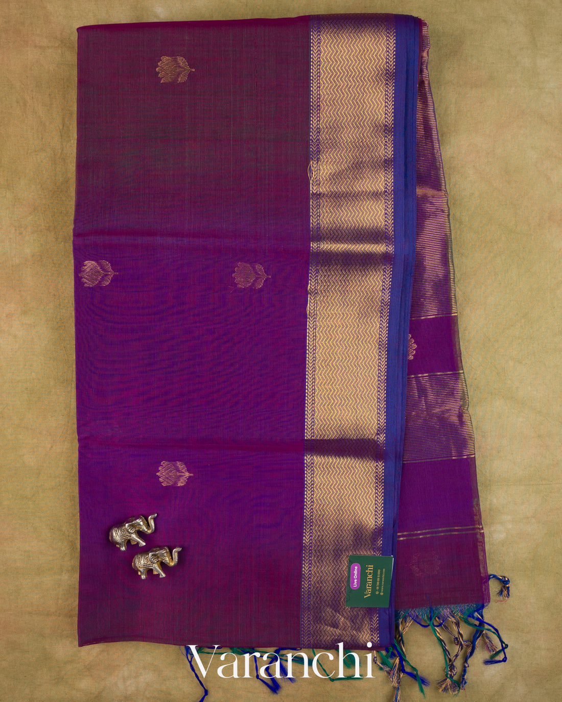 Deep Purple Ombre -Dyed Pure Maheshwari Silk Cotton Handloom Saree