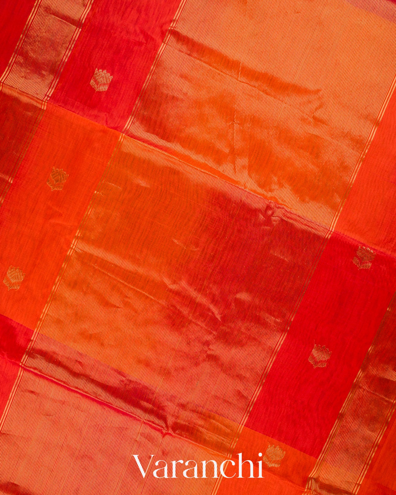 Orange Ombre -Dyed Pure Maheshwari Silk Cotton Handloom Saree