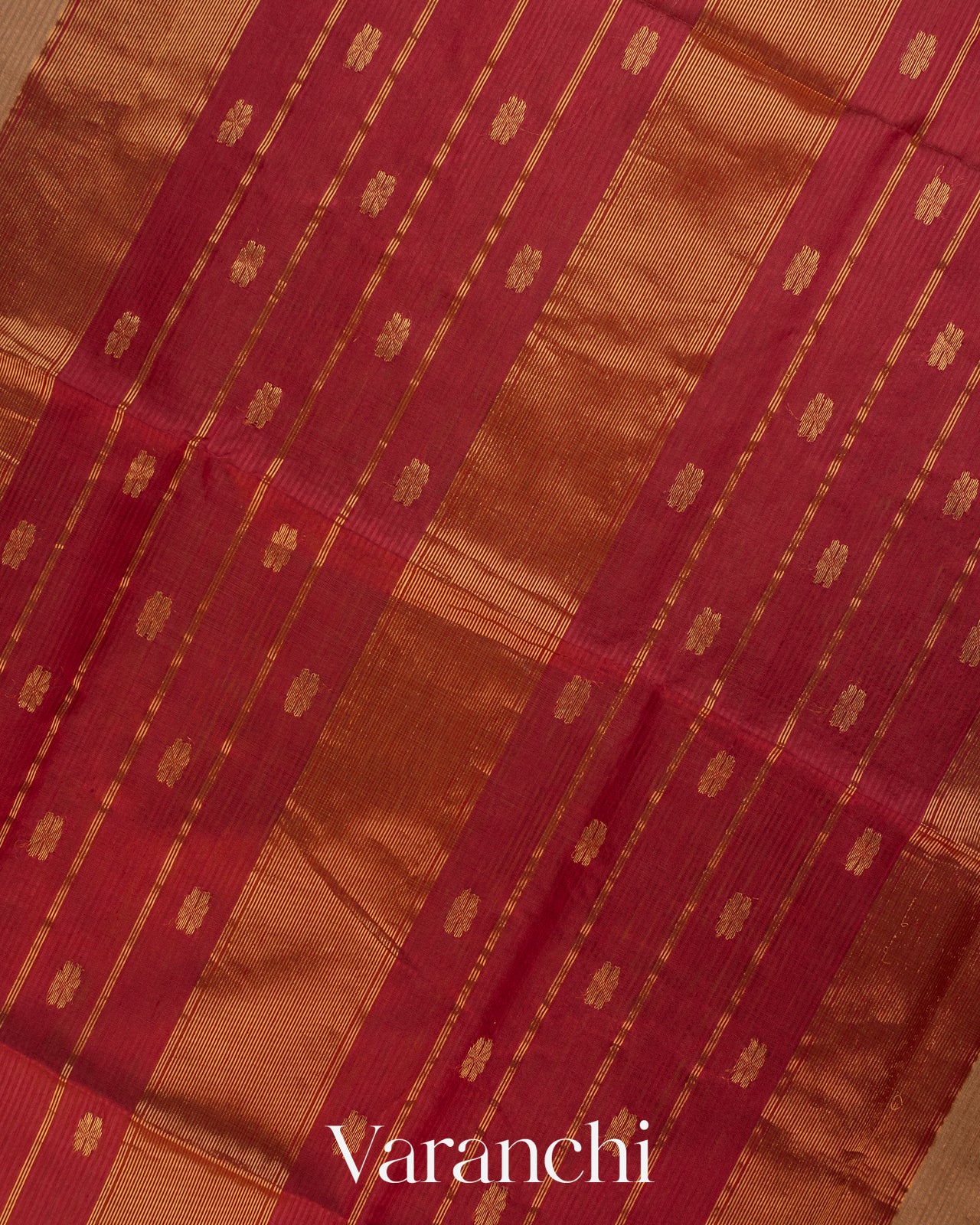 Beige Pure Maheshwari Silk Cotton Handloom Saree