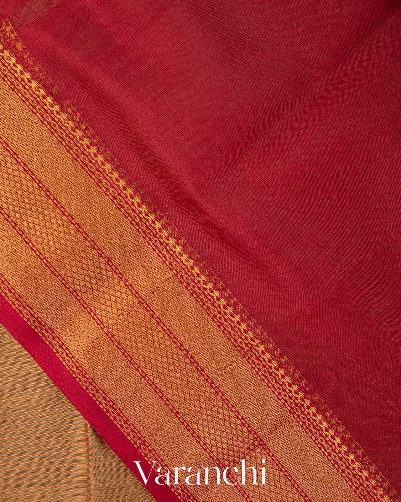 Beige Pure Maheshwari Silk Cotton Handloom Saree