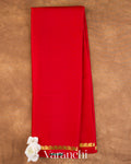 Bright Red Pure Mysore Crepe Silk Saree