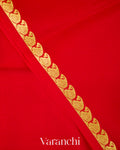 Bright Red Pure Mysore Crepe Silk Saree