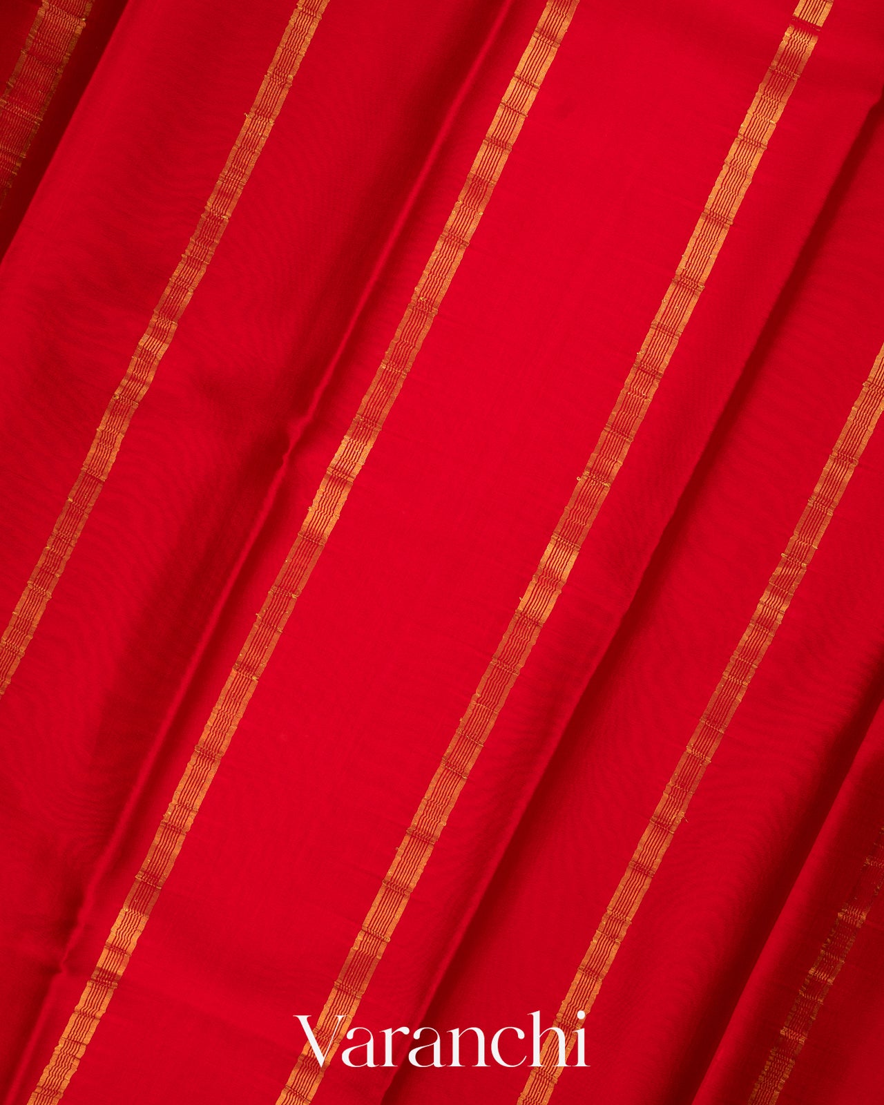 Bright Red Pure Mysore Crepe Silk Saree