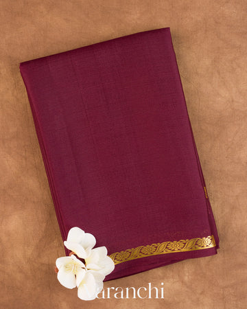 Deep Wine Pure Mysore Crepe Silk Saree