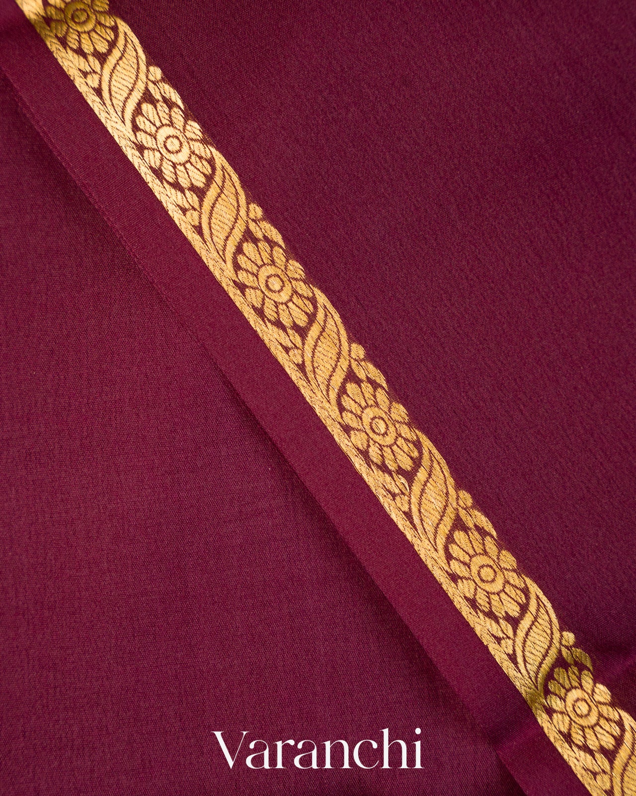 Deep Wine Pure Mysore Crepe Silk Saree