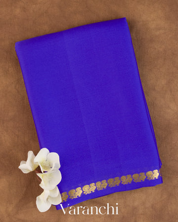 Royal Blue Pure Mysore Crepe Silk Saree