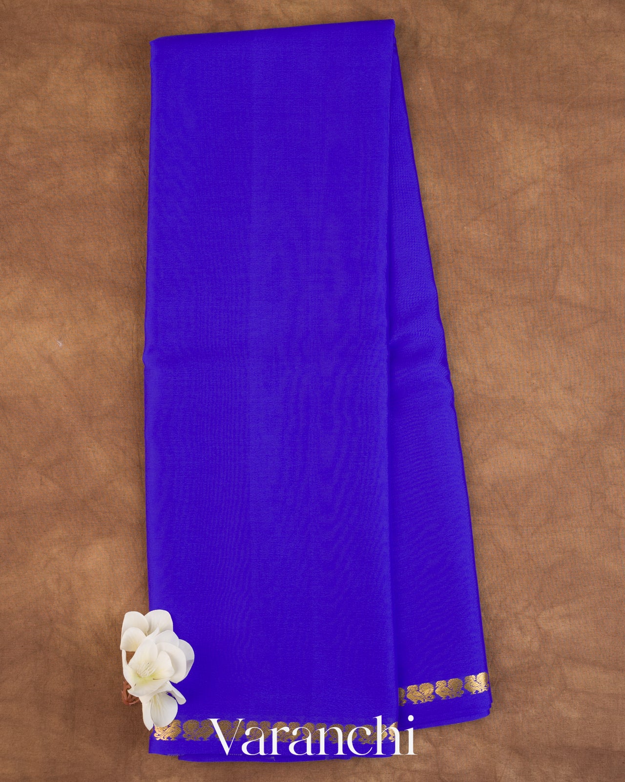 Royal Blue Pure Mysore Crepe Silk Saree