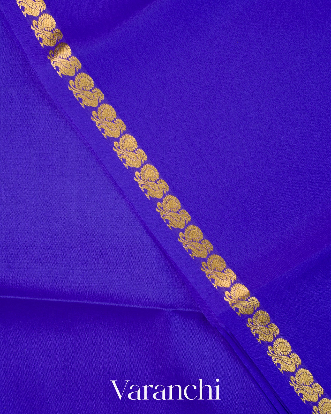 Royal Blue Pure Mysore Crepe Silk Saree