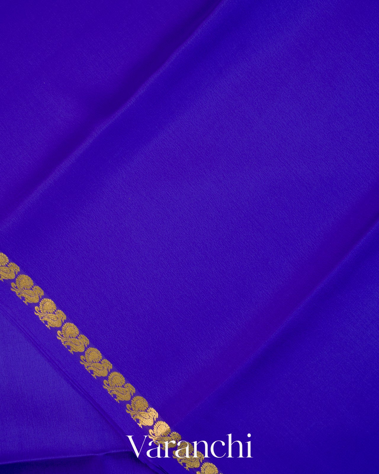 Royal Blue Pure Mysore Crepe Silk Saree