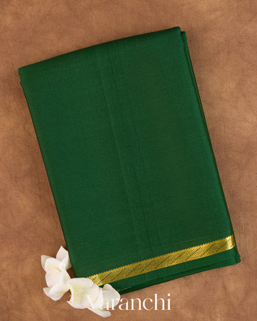 Bottle Green Pure Mysore Crepe Silk Saree