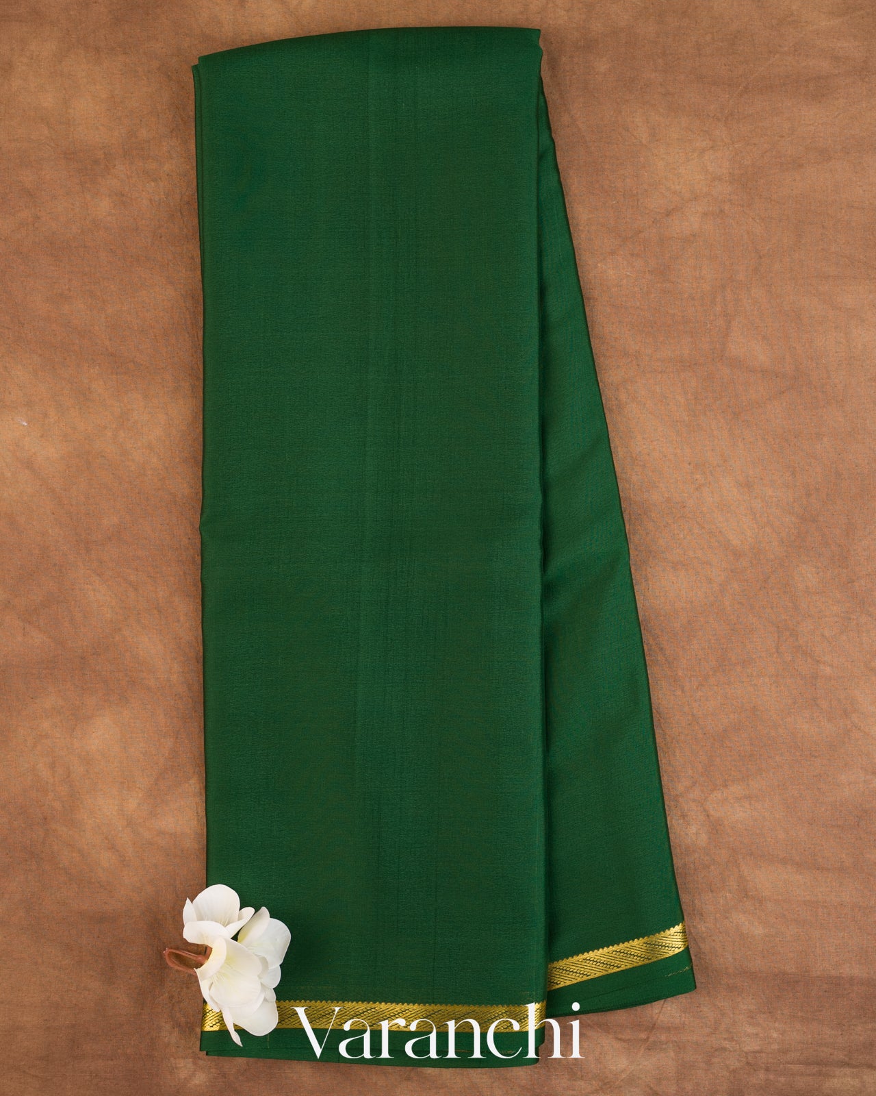 Bottle Green Pure Mysore Crepe Silk Saree