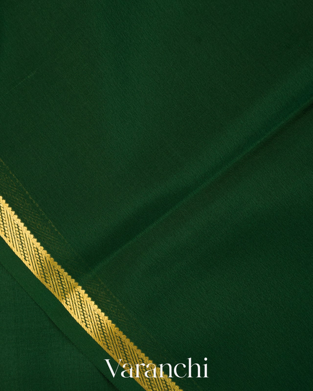 Bottle Green Pure Mysore Crepe Silk Saree