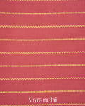 Dusty Rose Striped Pure Mysore Crepe Silk Saree