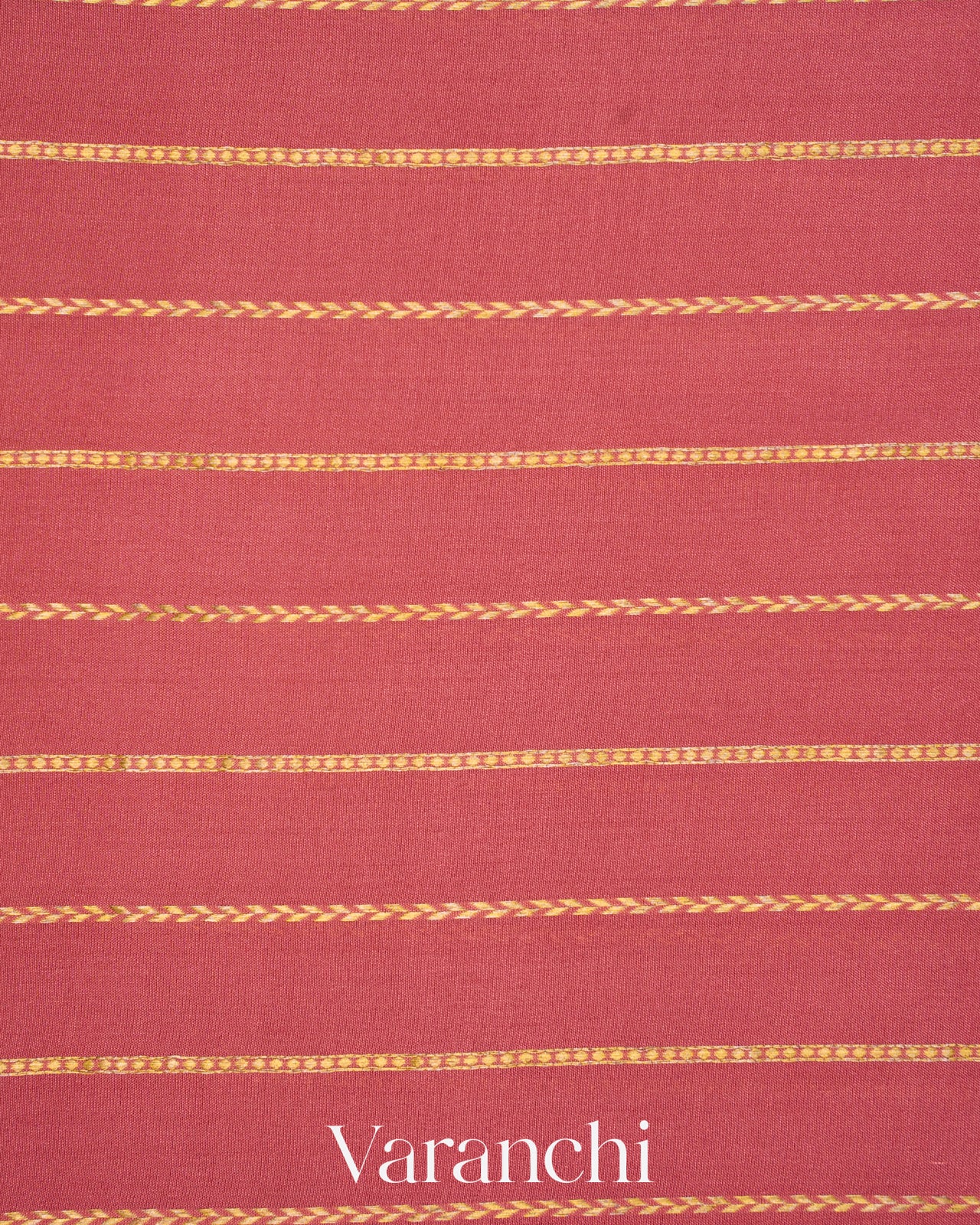 Dusty Rose Striped Pure Mysore Crepe Silk Saree