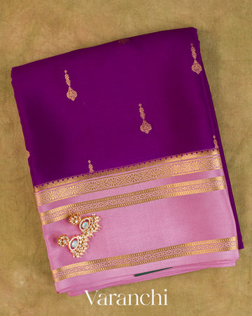 Deep Purple Pure Mysore Crepe Silk Saree