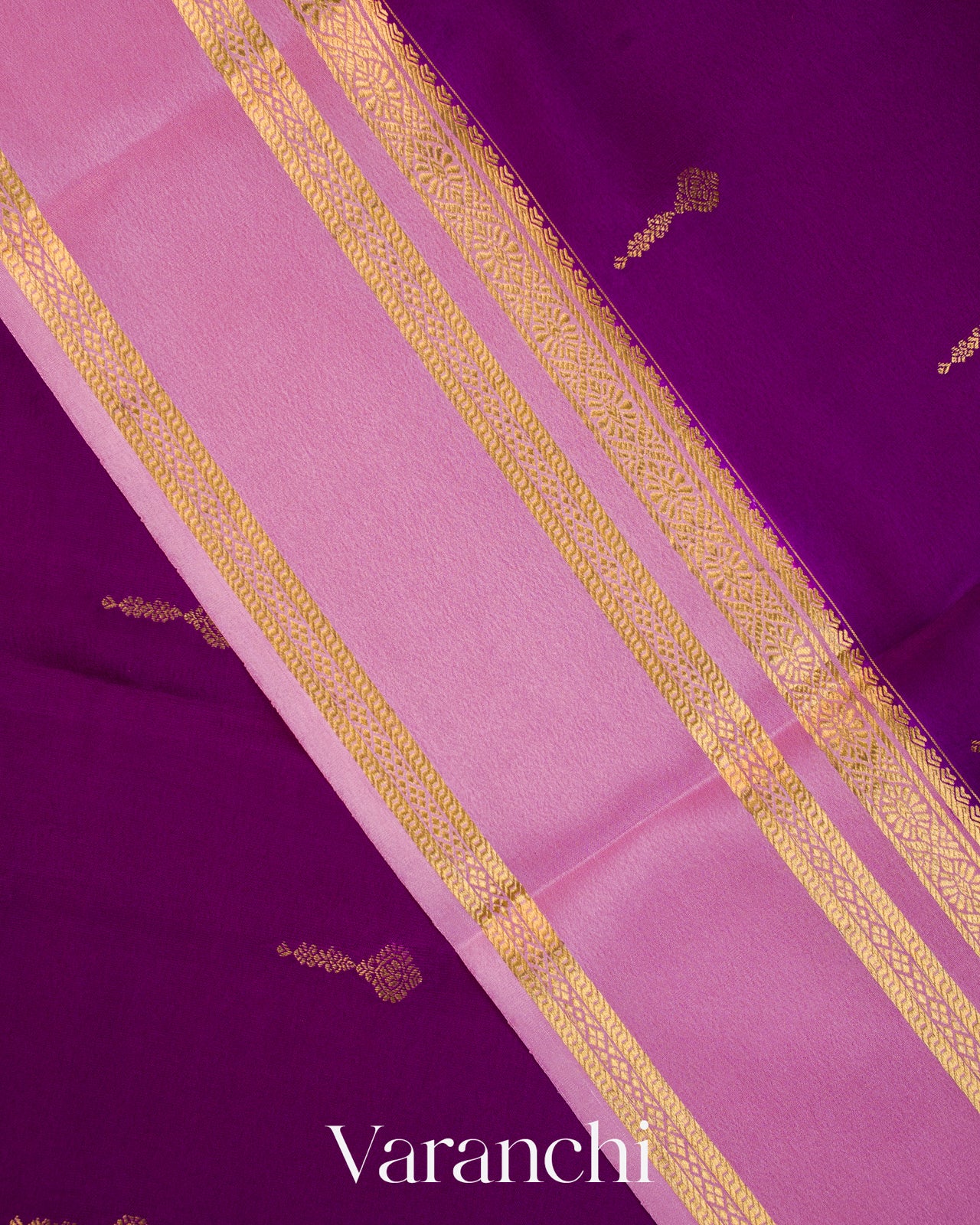 Deep Purple Pure Mysore Crepe Silk Saree