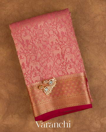 Custy Rose Jaal Pure Mysore Crepe Silk Saree