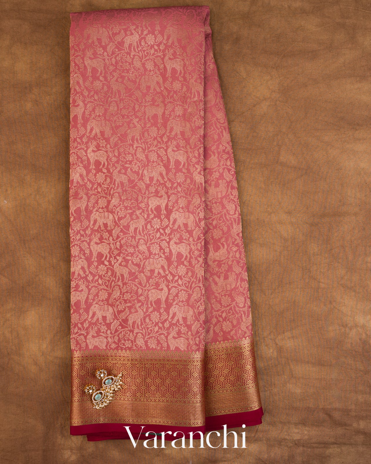 Custy Rose Jaal Pure Mysore Crepe Silk Saree
