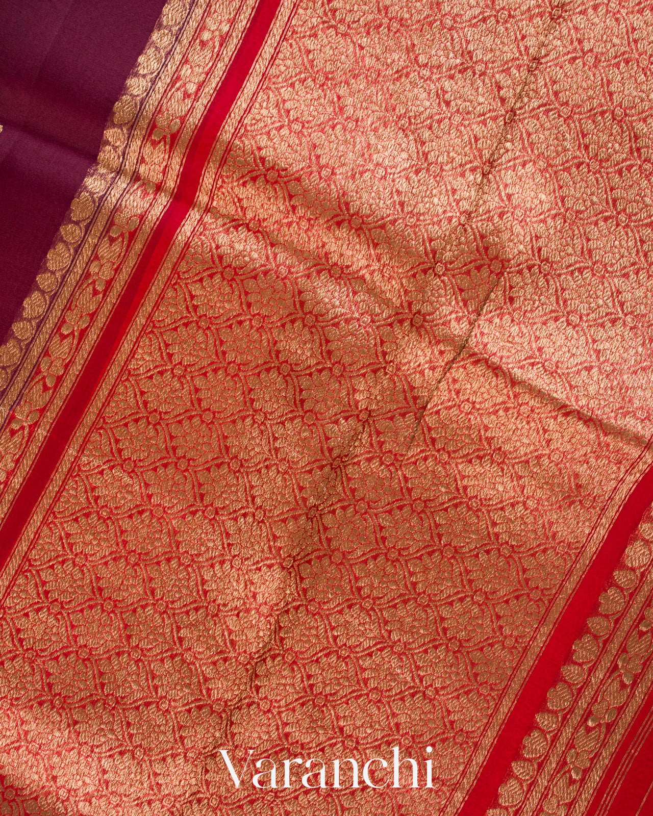 Wine Purple Pure Kora Silk Saree