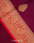Wine Purple Pure Kora Silk Saree