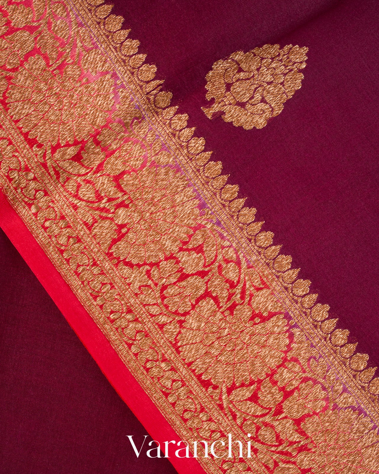 Wine Purple Pure Kora Silk Saree