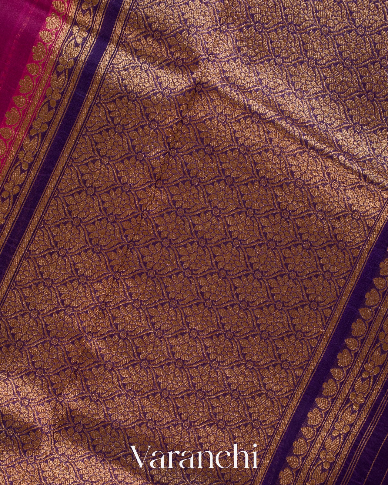 Rani Pink Pure Kora Silk Handloom Saree