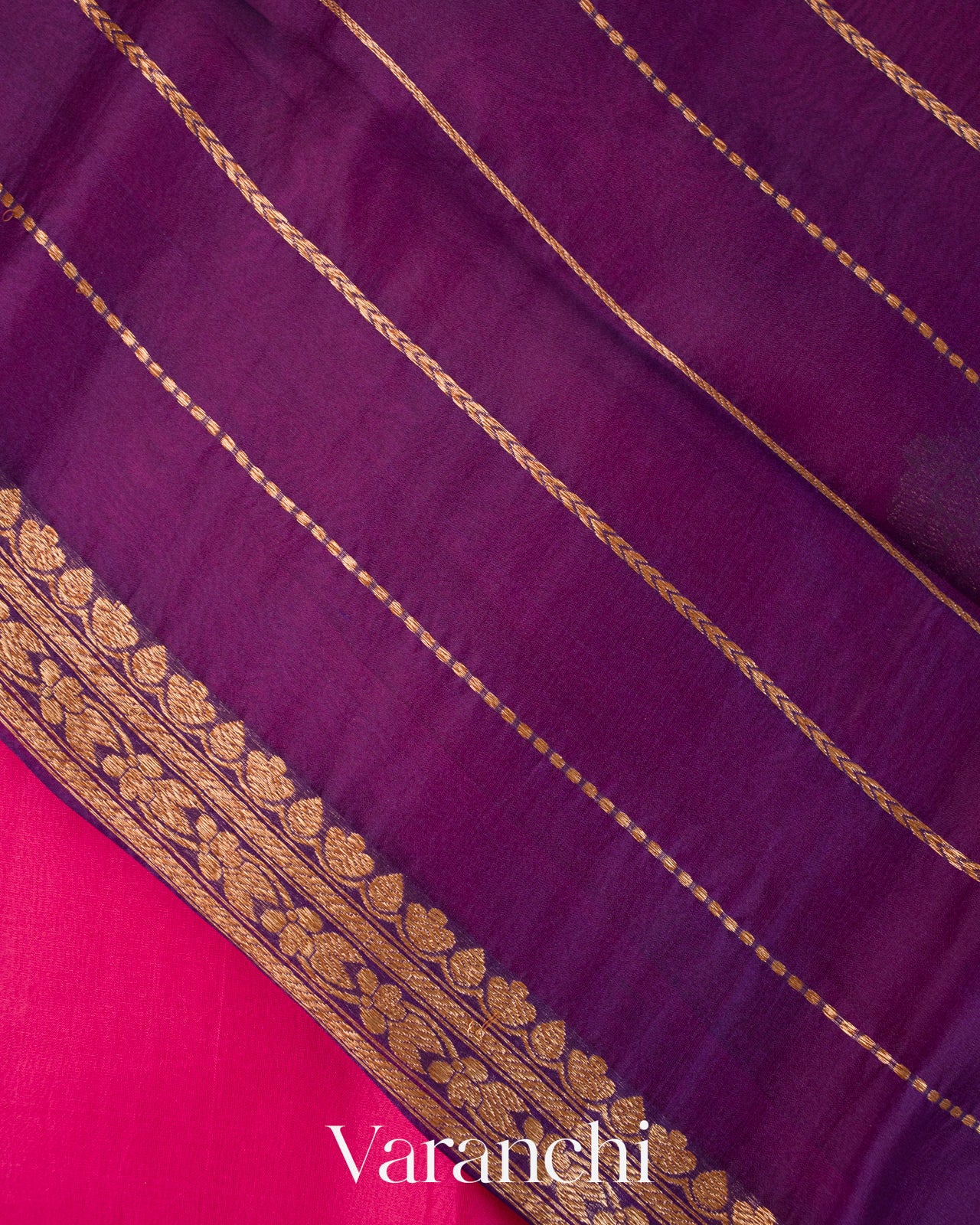 Rani Pink Pure Kora Silk Handloom Saree