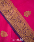 Rani Pink Pure Kora Silk Handloom Saree