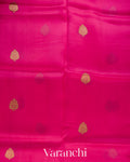 Rani Pink Pure Kora Silk Handloom Saree