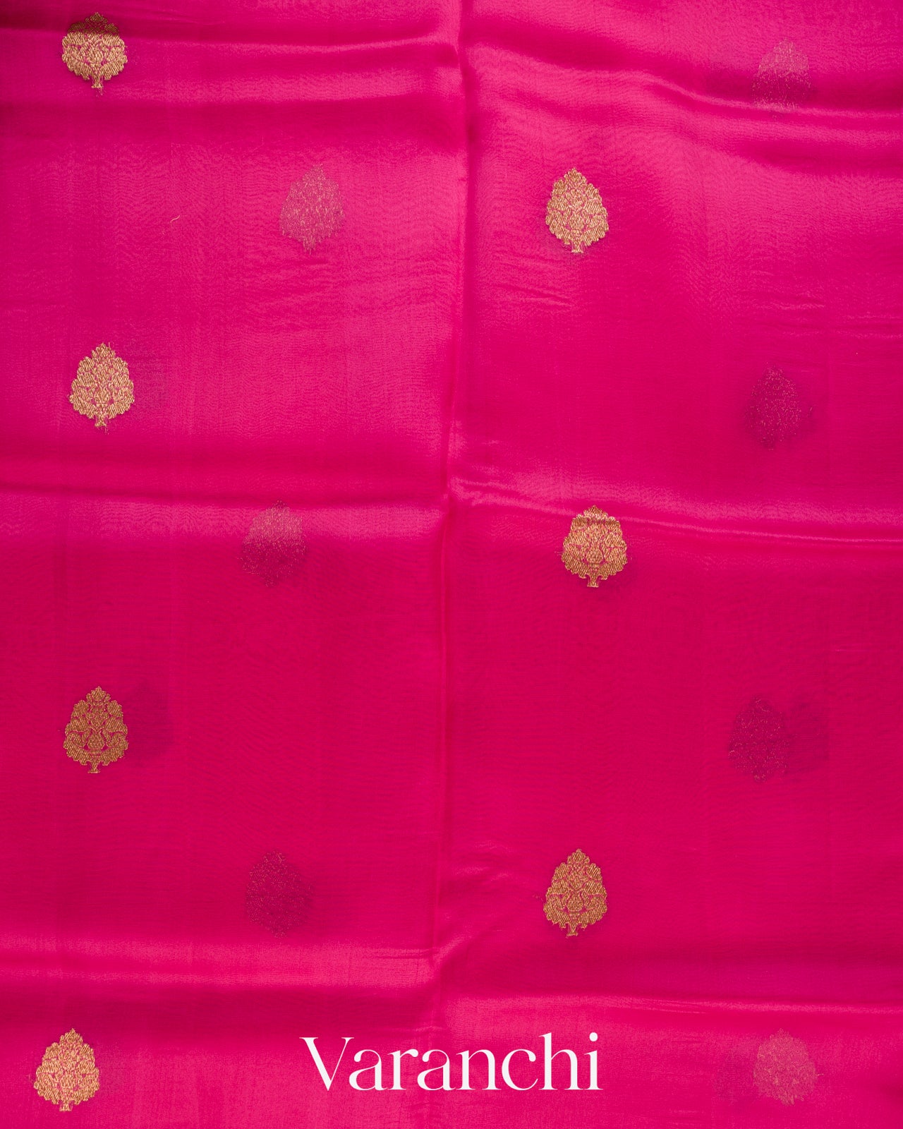 Rani Pink Pure Kora Silk Handloom Saree