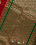 Tulip Red Pure Kora Silk Handloom Saree