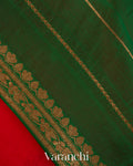 Tulip Red Pure Kora Silk Handloom Saree