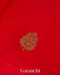 Tulip Red Pure Kora Silk Handloom Saree